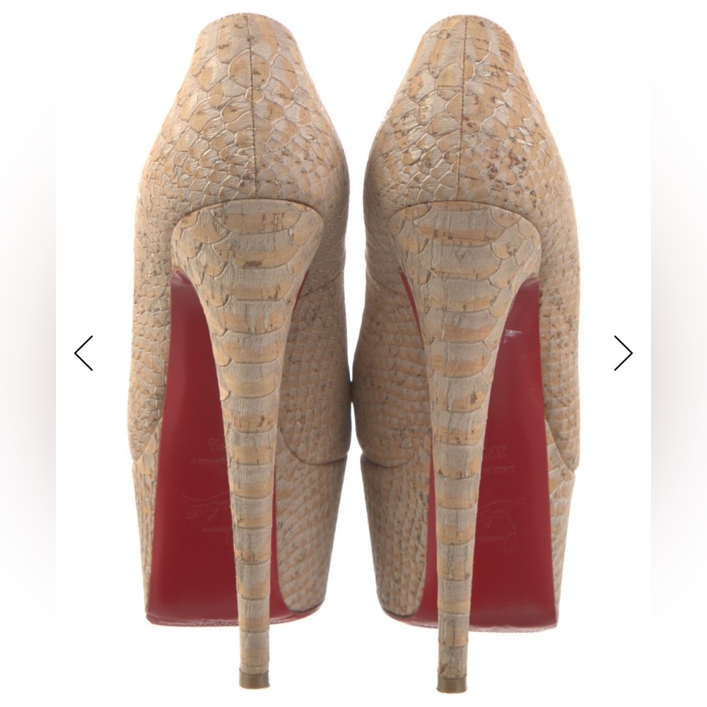 Christian Louboutin Textured Tan Heels - Picture 3 of 4